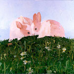 Two Bunnies on a Hill, 2003 Oil on canvas, 24 x 30 inches