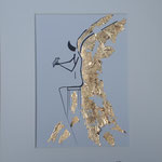 Alltagsengel XLVI,  Unverkäuflich Blattgold und Tusche auf Papier, in goldfarbenem Rahmen, inkl. Rahmen  32 x 23 cm