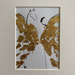Alltagsengel XIII, VERKAUFT Blattgold und Tusche auf Papier, in goldfarbenem Rahmen, inkl. Rahmen  32 x 23 cm