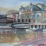 Frente al Teatro Arriaga.Bilbao. 21x14cm.Acuarela/papel.