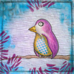 2015 © PINK BIRD 25x25cm, tegne, transfer artist paper, stempeltrykk, maskinquilting, akrylfarbe, bomull