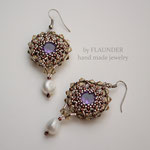 74е.Earrings with purple cubic zirconia by FLAUNDER