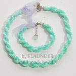 48e. + 32eDelicate set of mint color of Japanese glass beads by FLAUNDER