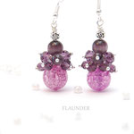 39e. Earrings "Berry mousse" from quartz, crystal and cat's eye. The length is 3,5cm.