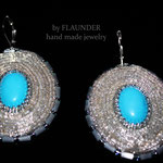 70е.Earrings «Pocahontas» with natural turquoise by FLAUNDER