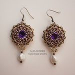 74е.Earrings with purple cubic zirconia by FLAUNDER