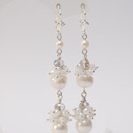 69е.Earrings "Mademoiselle" from natural pearls and pearls Mallorca with crystal beads.