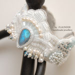 190€.Bracelet by FLAUNDER "Princess of clouds" Light, airy, white bracelet "Princess clouds" with natural labradorite, natural pearls.