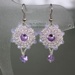 65е.Delicate earrings for the bride with purple zirconia from FLAUNDER