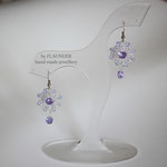 65е.Delicate earrings for the bride with purple zirconia from FLAUNDER