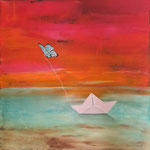 Papierboot, realitische Kunst
