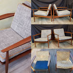 Fabrication de coussins pour deux fauteuils des années 50/60, attribué à Arne Vodder.