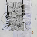 Memento mori (Für Michael), 100 x 70 cm, Montage/biographisches Material/Marker (in Arbeit)