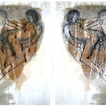 Latrinalia (Vorder- und Rückseite), 42 X 29,7 cm, Marker, Bleistift, Kaffee, Acryl auf Transparentpapier, 2009