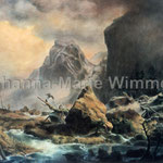 "Nordisches Gebirge im Winter" nach Andreas Achenbach (350x260cm) Stofffarbe auf Leinwand