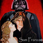 "The shadow of the dark side"  Acrylic and watercolor on canvas cm 50 x 70 -Exhibition "DARTH HUMAN FENER - EP II" Combines XL Gallery (from May 9 to June9)