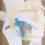 "Engelfragmente 3" (2016) Papiercollage, Pastellkreide und Acryl auf Leinwand. B x H