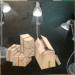 FOCOS Y CAJAS - OLEO SOBRE TABLA -  100X100