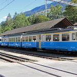 August 2021: MOB ABDe 8/8 mit den Nummern 4002 und 4004. Fotografiert im Bahnhof Lenk im Simmental. (Aufnahme vom August 2020.)