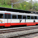 Juni 2023: TRN Triebwagen im Bahnhof von Le Locle. Er bedient (noch) die Strecke nach Les Brenets. (Aufnahme vom Mai 2023.)