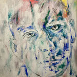 "Sasho", Mixed Media On Canvas, 100cm x 100cm, 2025 ©Stefan Miteff