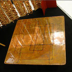 GRANRAME, 2011; A.F.Borzacchini design; reclaimed table top, nailed copper sheet, oxidized, acrylic painted, epoxy resin