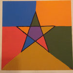 Pentagramm Bunt auf Malplatte 30x30