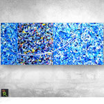 Inspiration in Blau / Inspiration in blue (170 x 70 x 1,8Moderne abstrakte Acrylkunst von Petra Reinhard. Tiefe Texturen, klare Komposition, farbdynamisch