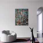 Ohne Titel 208 (140 x 115 x 1,8) blau.Acryl auf Leinwand. Typisch für meinen texturstarken, modernen, farbintensiven Stil. Ideal für große Räume,Wohnbereiche, Entrances und Architekturkonzepte.