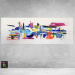 Farbenspiel V / Play of colours V (180 x 70 x 1,8).Acryl auf Leinwand. Typisch für meinen texturstarken, modernen, farbintensiven Stil. Ideal für große Räume,Wohnbereiche, Entrances und Architekturkonzepte.