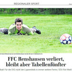 Eichsfelder Tageblatt 07.05.2019: Frauen-Fußball Oberliga FFC Renshausen vs Eintracht Braunschweig (1:4)
