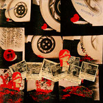 Rayograph e collage della serie La ruota assasina o l'assesinato del pomodoro. Colezione privata.