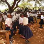 Students performing at International World Women’s Day in Mwanga 2012