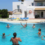 Menorca, Hotel Aldea, die tolle Volleyballtruppe