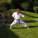 Karate im Garten der Ferienwohnung, Flims im Juli 2011
