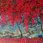 Muro de trinitarias, acrilico sobre lino, 60cm x 120cm, 2007, vendido 