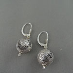 Ohrstecker, Lava mit Silber verziert