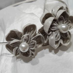 modèle 3 : serre-tête fleur beige pois blanc