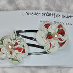duo barrettes fleurs crème coquelicots