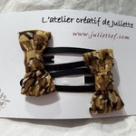 modèle 7 : duo barrettes cc noeuds marron doré
