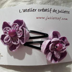 duo barrettes fleurs parme