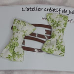 modèle 20 : duo barrettes cc noeuds crème imprimé anis
