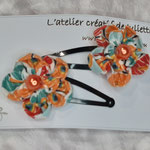 duo barrettes fleurs multicolores