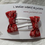 modèle 5 : duo barrettes cc noeuds rouge