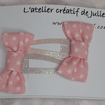 modèle 1 : duo barrettes cc noeuds rose étoile blanc
