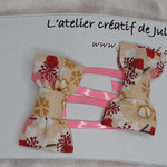 modèle 18 : duo barrettes cc noeuds crème fleur rouge rose