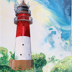Leuchtturm Büsum, Acryl, 50 x 90 cm, 2020
