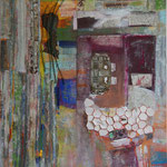 Fisch mit Würfel, 150x180 cm, Collage auf Leinwand, 2012, Preis 1950,-