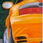 Porsche in gelb (2006), 40 x 80 cm, acrylic on canvas