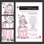 Design #3: Queen of Hearts party invitation, 5"x7" (left side of sample for display only; full invitation shown on right)